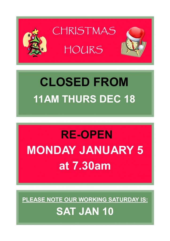 2025 Christmas hours